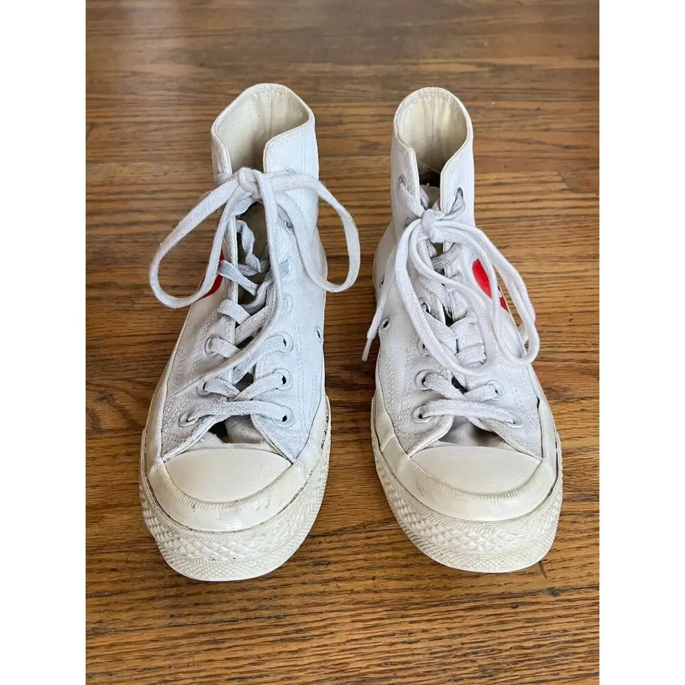 PLAY Comme Des Garcons x Converse White Hearts Sneakers Trainers  Women's Size 7